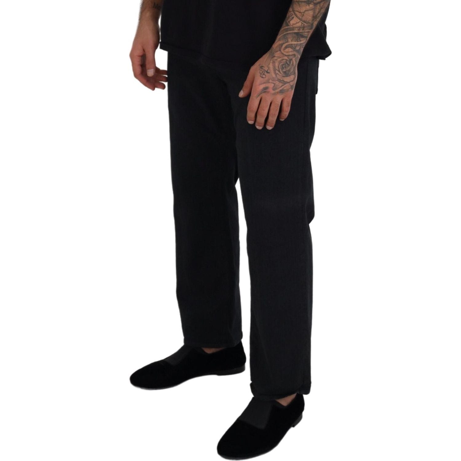 优雅黑色主线棉质牛仔裤