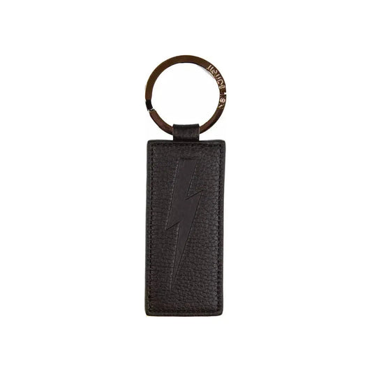 Neil Barrett Black Leather Men Keychain Neil Barrett Dark Slate Gray