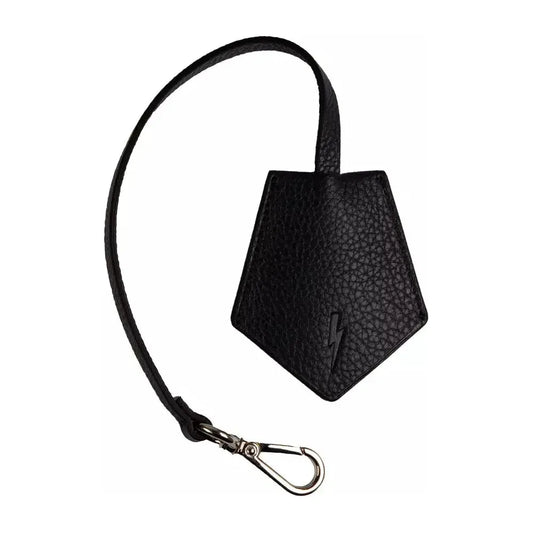 Neil Barrett Black Leather Men Keychain Neil Barrett Black