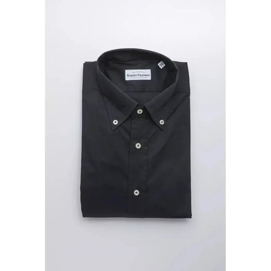 Robert Friedman Black Cotton Men Shirt RO-20476-M