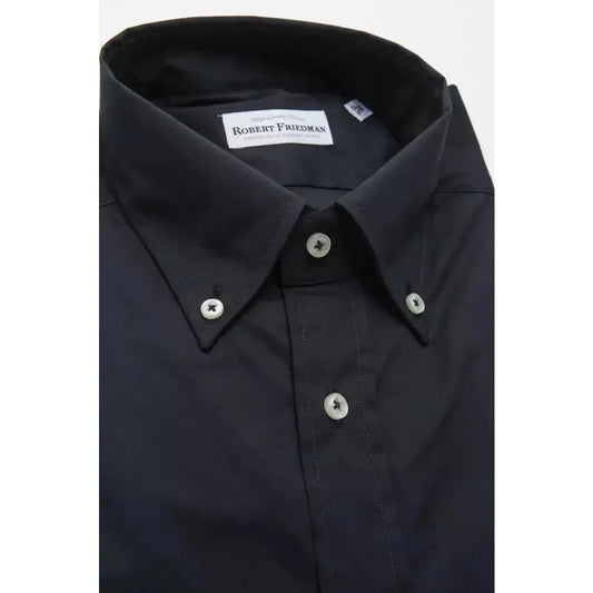 Robert Friedman Black Cotton Men Shirt RO-20476-M
