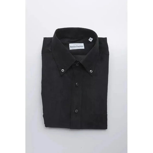 Robert Friedman Black Cotton Men's Shirt RO-20446-M