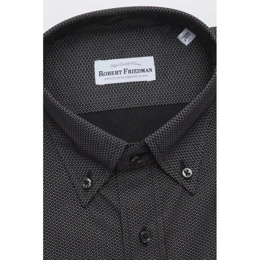Robert Friedman Black Cotton Men's Shirt RO-20459-M