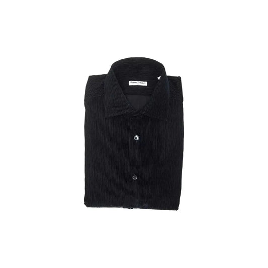 Robert Friedman Black Cotton Men Shirt RO-20405-M