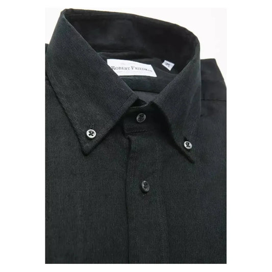 Robert Friedman Black Cotton Men's Shirt RO-20446-M
