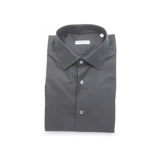 Robert Friedman Black Cotton Men Shirt RO-20419-M