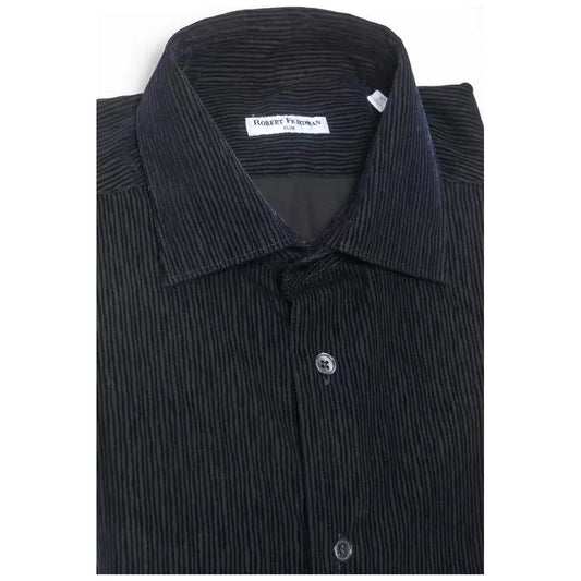 Robert Friedman Black Cotton Men Shirt RO-20405-M
