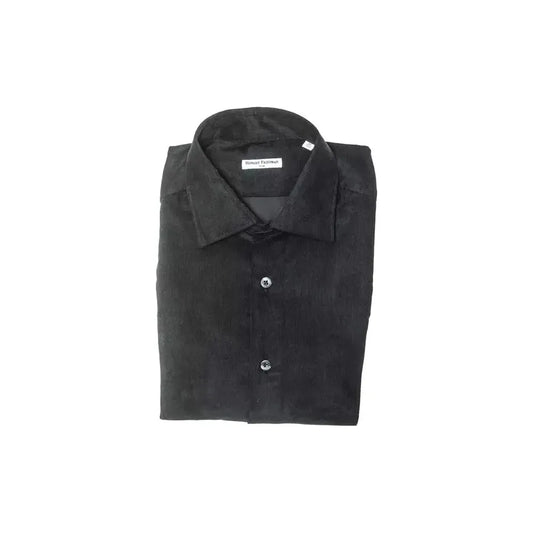 Robert Friedman Black Cotton Men Shirt RO-20359-M