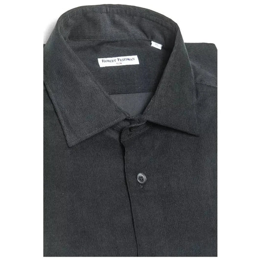 Robert Friedman Black Cotton Men Shirt RO-20359-M