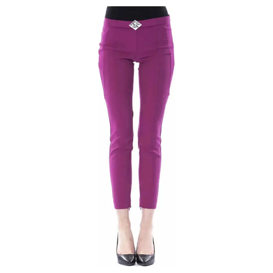 BYBLOS Purple Polyester Women Pants BYBLOS Maroon