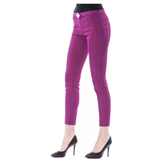 BYBLOS Purple Polyester Women Pants BYBLOS Maroon