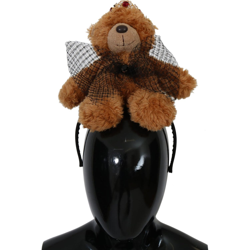 Dolce & Gabbana Teddy Bear Gold Crystal Crown Tiara Diadem Hair Band