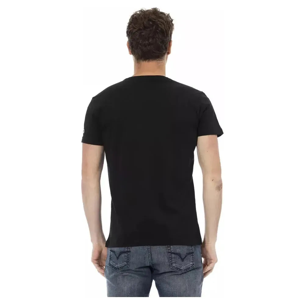 تي شيرت رجالي من القطن باللون الأسود من Trussardi Action