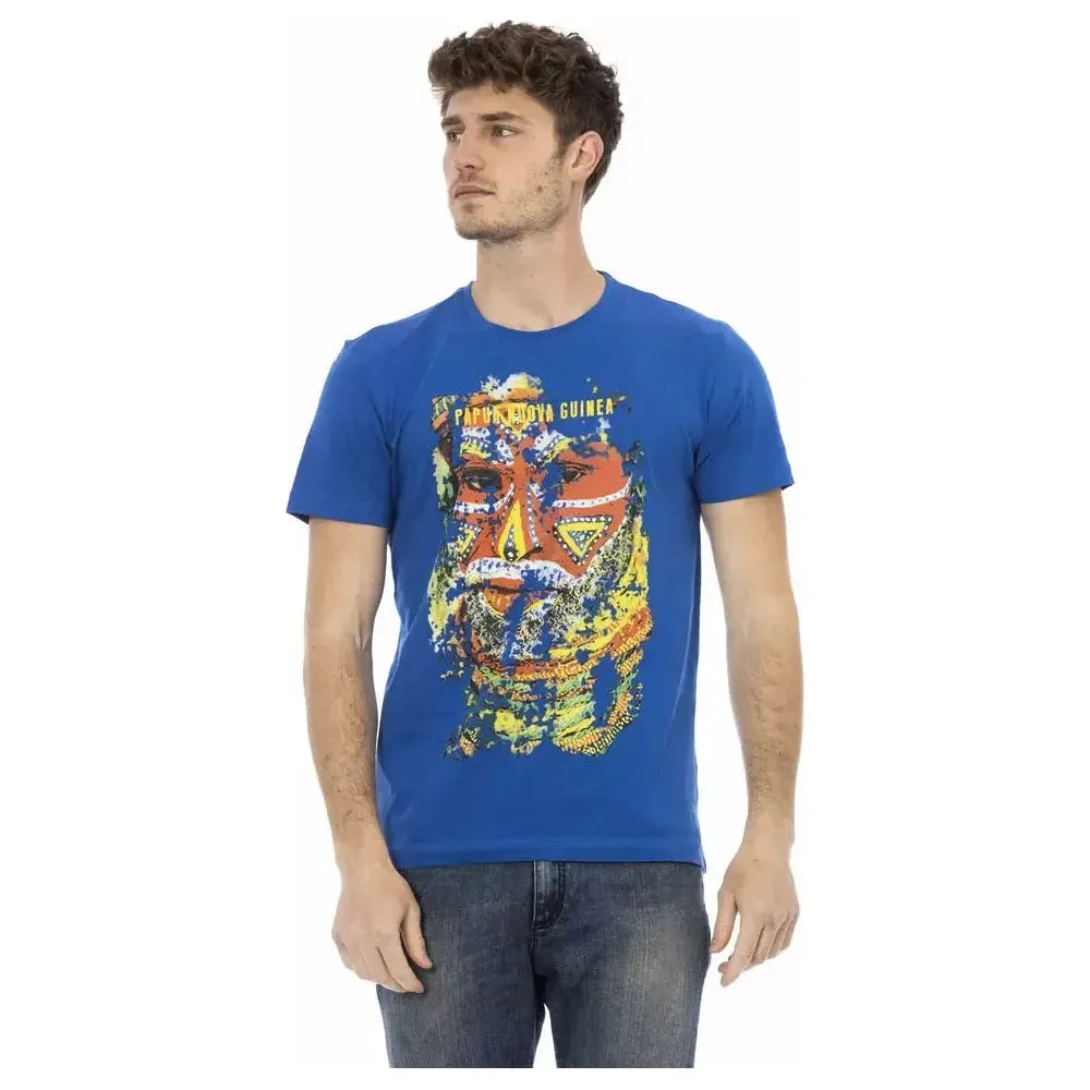 优雅蓝色印花 T 恤