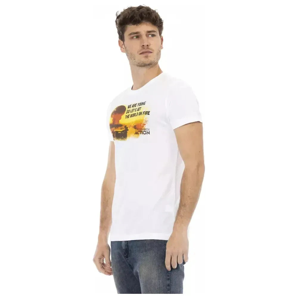 Trussardi Action White Cotton Men T-Shirt TR-22674-L