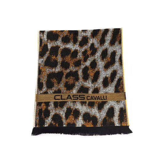 Cavalli Class Brown Wool Men Scarf Scarves Cavalli Class Black