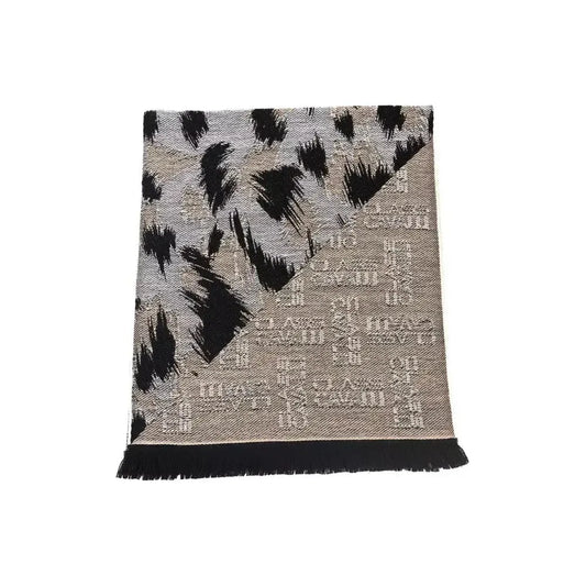 Cavalli Class Beige Wool Men Scarf Scarves Cavalli Class Dark Gray