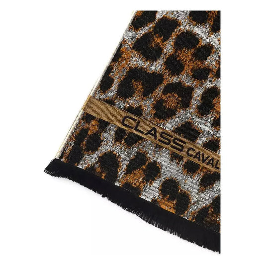 Cavalli Class Brown Wool Men Scarf Scarves Cavalli Class Gray