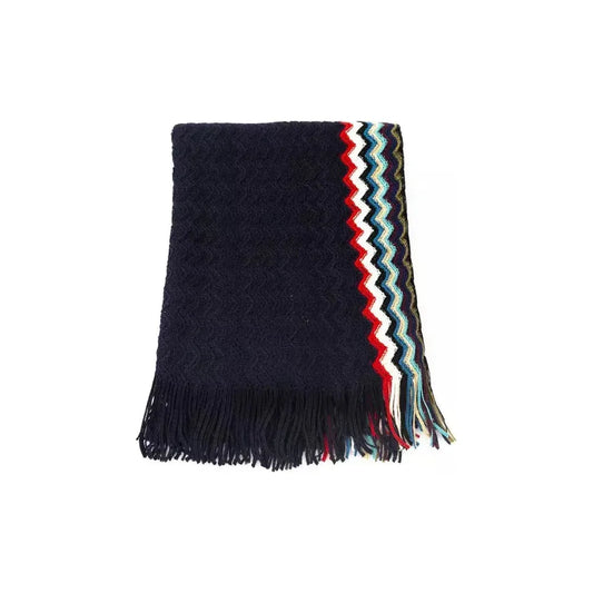 Missoni Black Wool Men Scarf Missoni Black