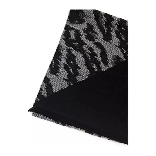 Cavalli Class Gray Wool Men Scarf Scarves Cavalli Class Black