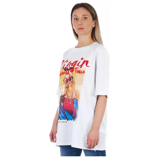 Frankie Morello White Cotton Women T-Shirt Frankie Morello Light Gray