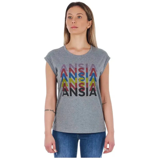 Frankie Morello Gray Cotton Women T-Shirt Frankie Morello Light Slate Gray