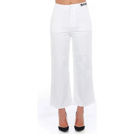 Frankie Morello White Cotton Women's Cropped Trouser Frankie Morello Lavender