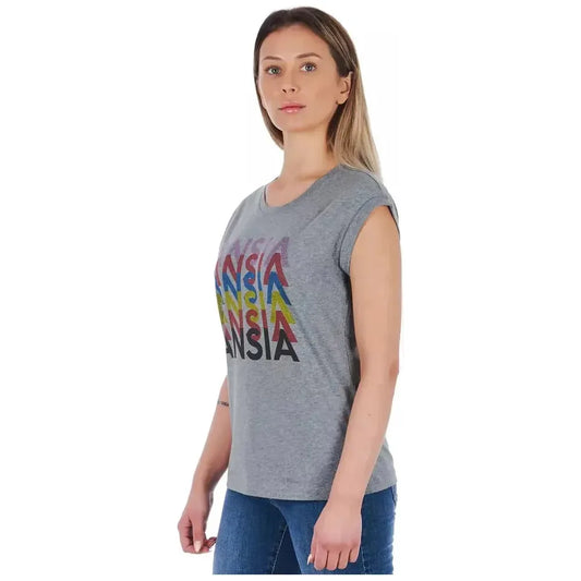 Frankie Morello Gray Cotton Women T-Shirt Frankie Morello Rosy Brown