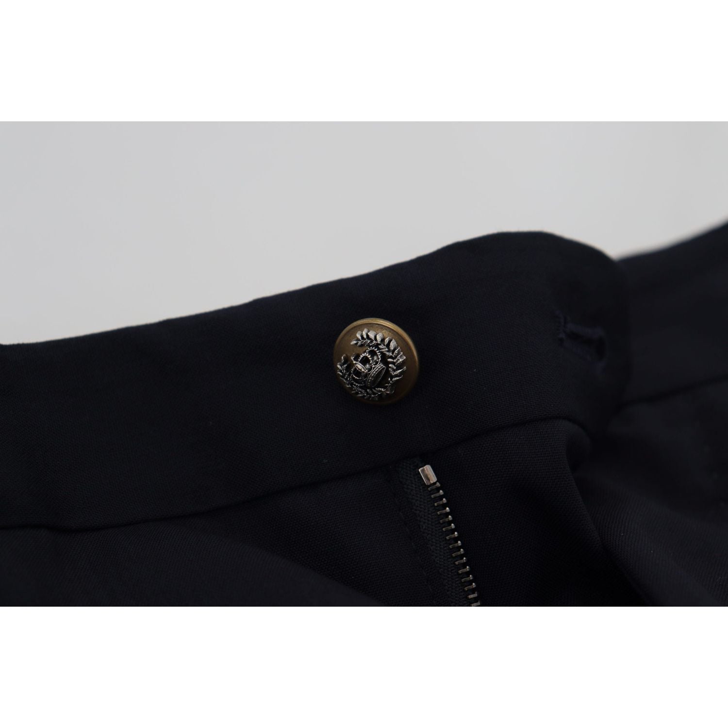 优雅黑色羊毛混纺长裤