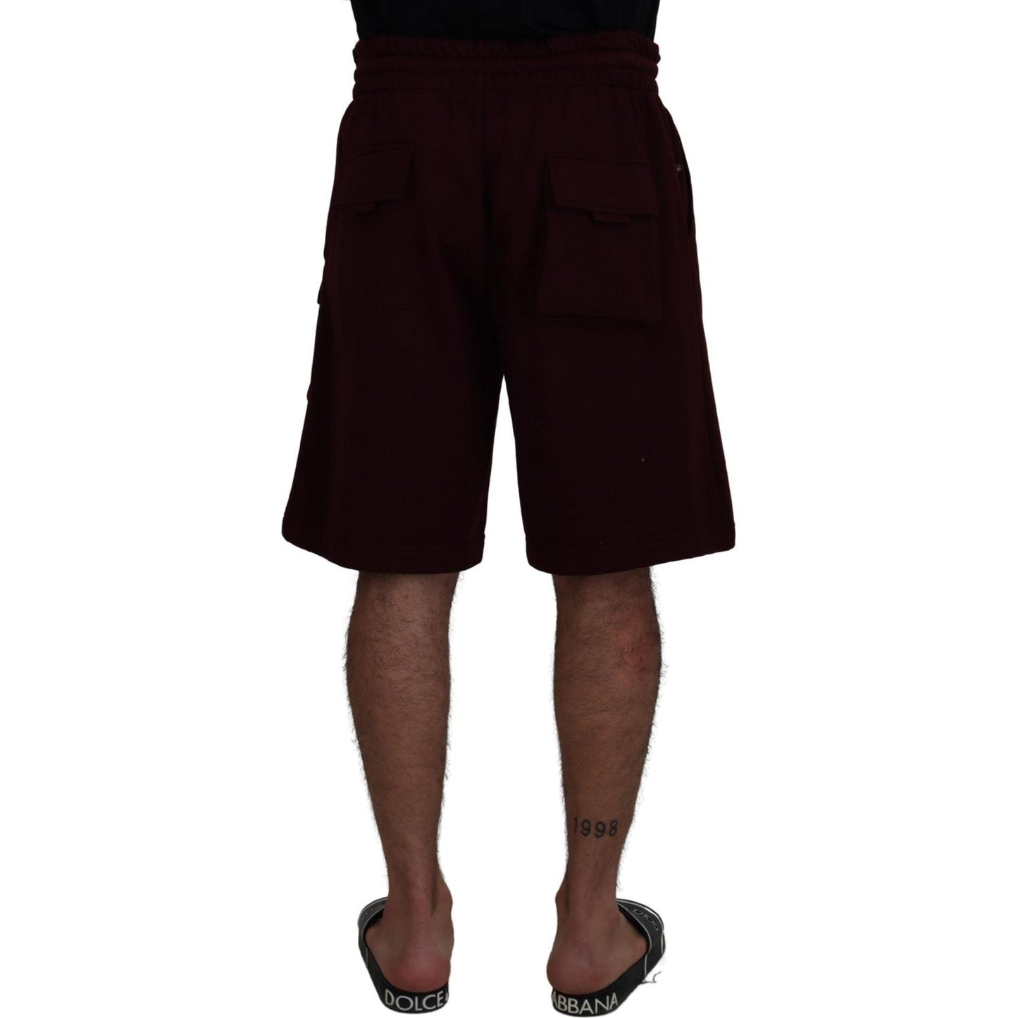 Dolce & Gabbana Maroon Bermuda Cargo Men Shorts