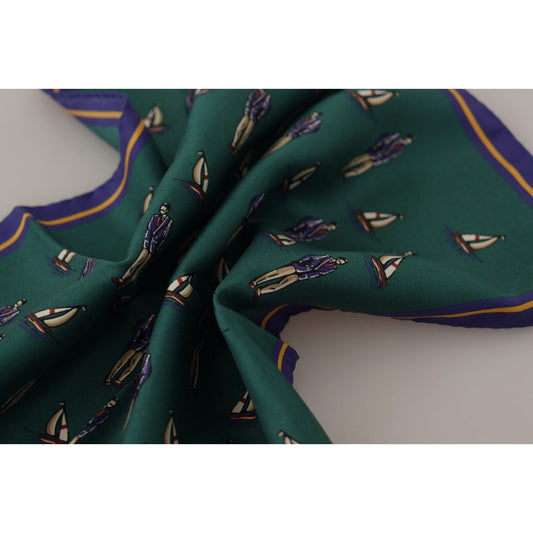 Dolce & Gabbana Elegant Green Silk Men's Square Scarf Dolce & Gabbana Dark Slate Gray