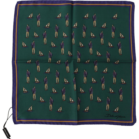 Dolce & Gabbana Elegant Green Silk Men's Square Scarf Dolce & Gabbana Dark Slate Gray