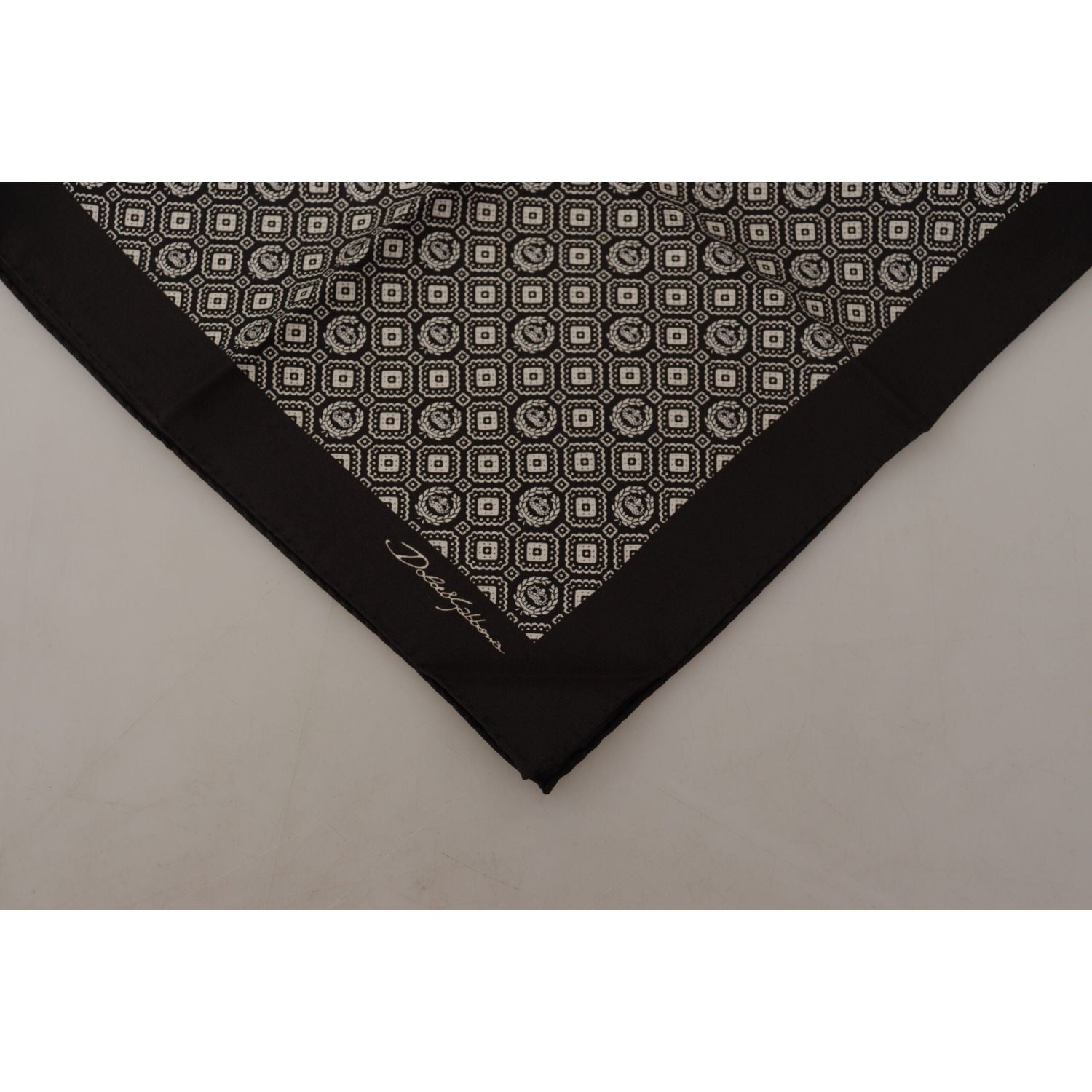 Dolce & Gabbana Black Patterned DG Logo Square Handkerchief Scarf