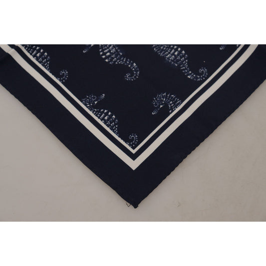Dolce & Gabbana Elegant Blue Seahorse Silk Men's Scarf Dolce & Gabbana Black