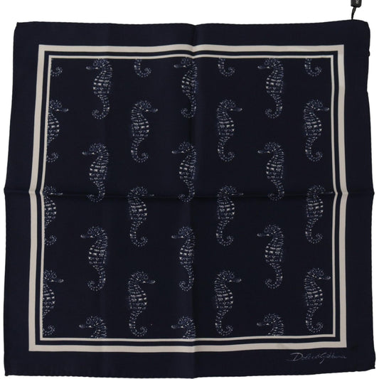 Dolce & Gabbana Elegant Blue Seahorse Silk Men's Scarf Dolce & Gabbana Black