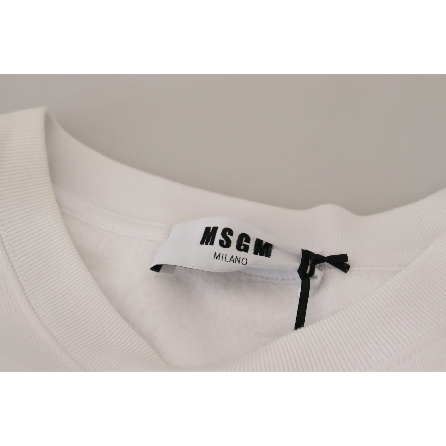 MSGM White Cotton Crewneck Pullover Sweatshirt Sweater