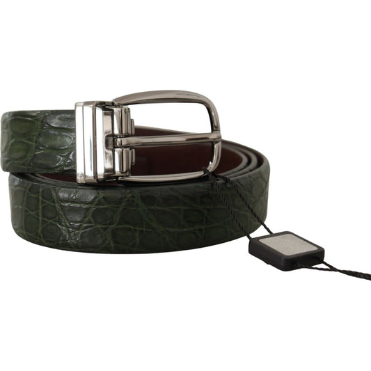 Dolce & Gabbana Elegant Italian Leather Crocodile Belt Dolce & Gabbana Dark Slate Gray