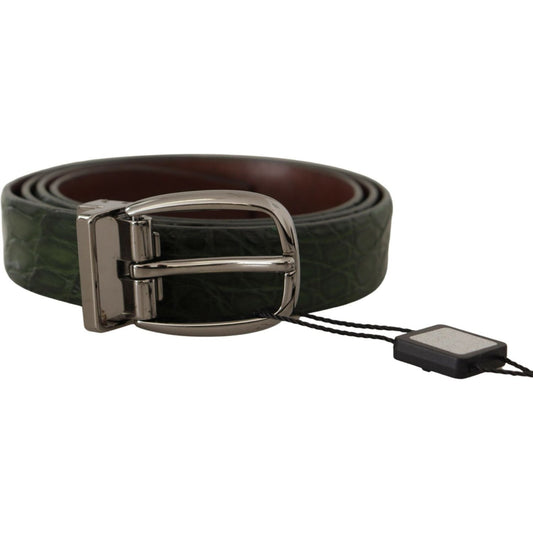 Dolce & Gabbana Elegant Italian Leather Crocodile Belt Dolce & Gabbana Dark Slate Gray