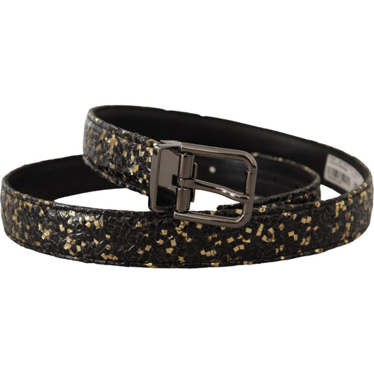 Dolce & Gabbana Elegant Italian Leather Belt with Crown Detail Dolce & Gabbana Black
