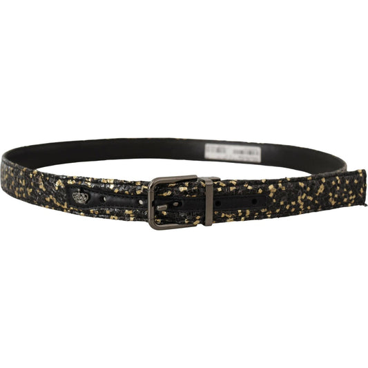 Dolce & Gabbana Elegant Italian Leather Belt with Crown Detail Dolce & Gabbana Dark Slate Gray