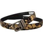 Dolce & Gabbana Multicolor Jacquard Leather Logo Metal Buckle Belt