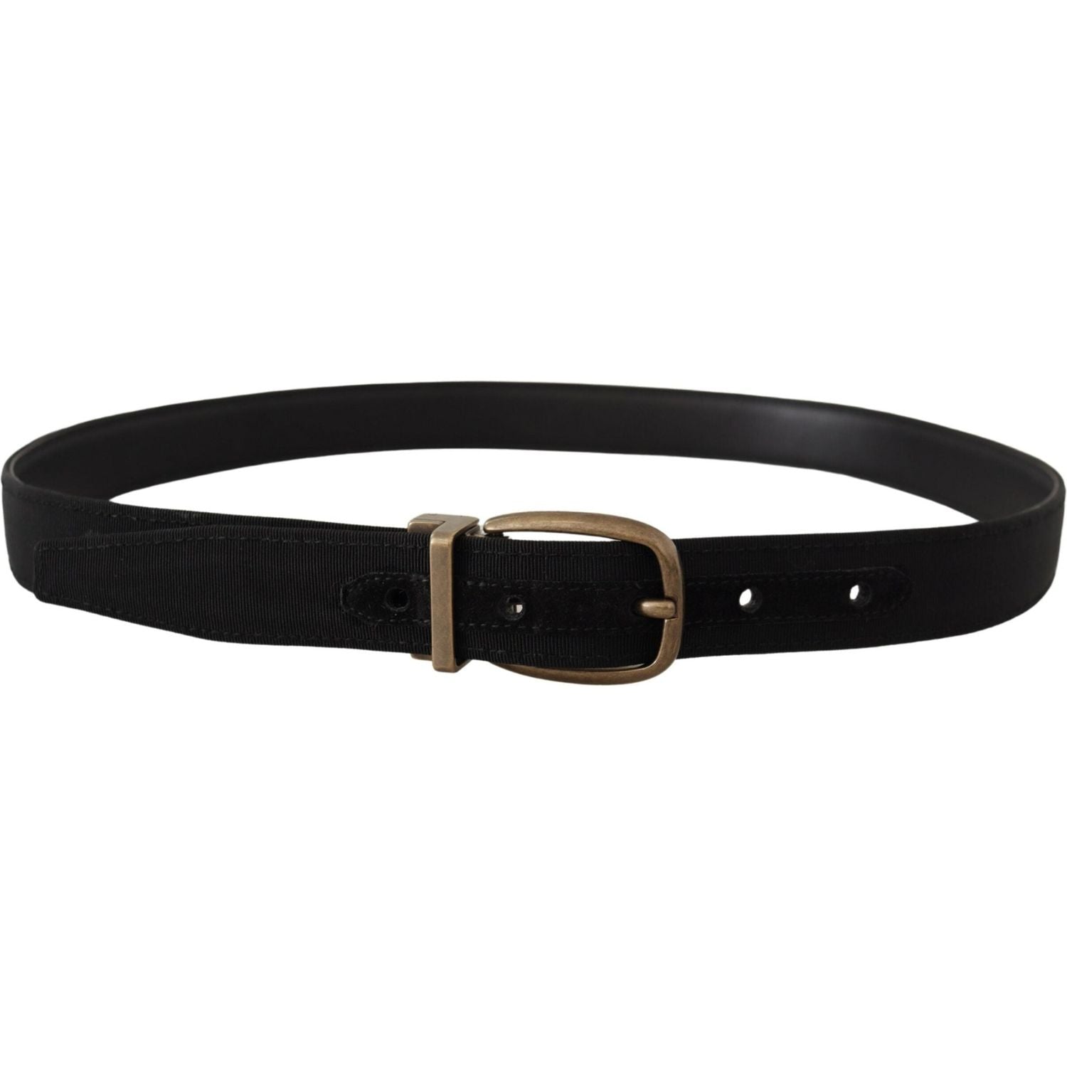 Dolce & Gabbana Black Grosgrain Leather Bronze Metal Belt