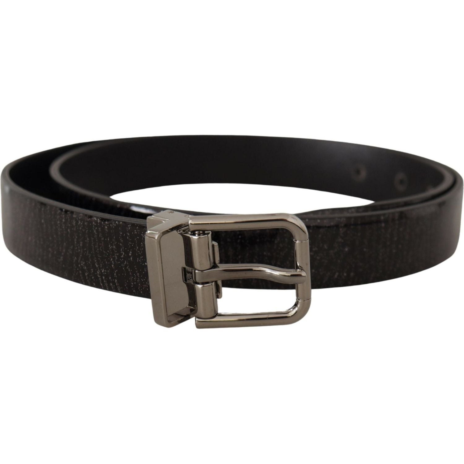 Dolce & Gabbana Black Leather Vernice Metal Buckle Belt