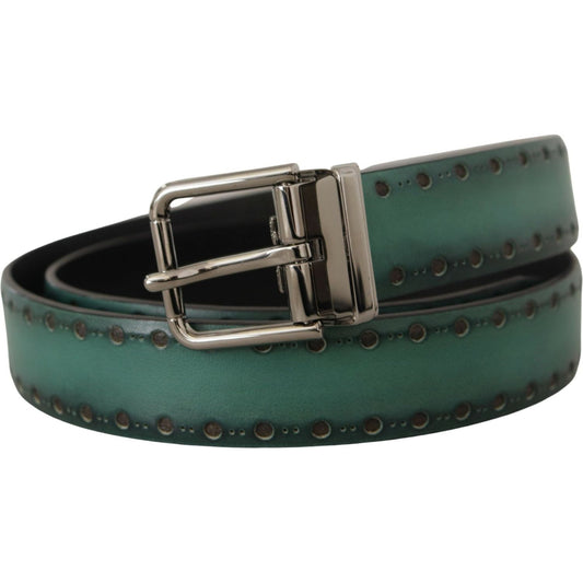 Dolce & Gabbana Elegant Leather Belt with Silver Tone Buckle Dolce & Gabbana Dark Slate Gray
