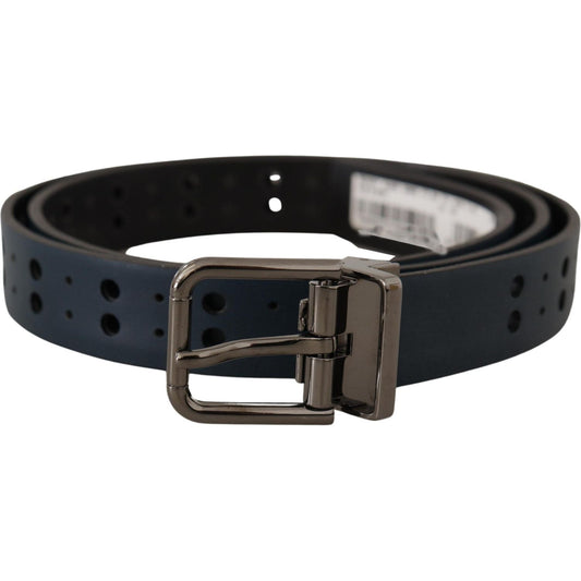 Dolce & Gabbana Elegant Blue Leather Belt with Metal Buckle Dolce & Gabbana Dark Slate Gray