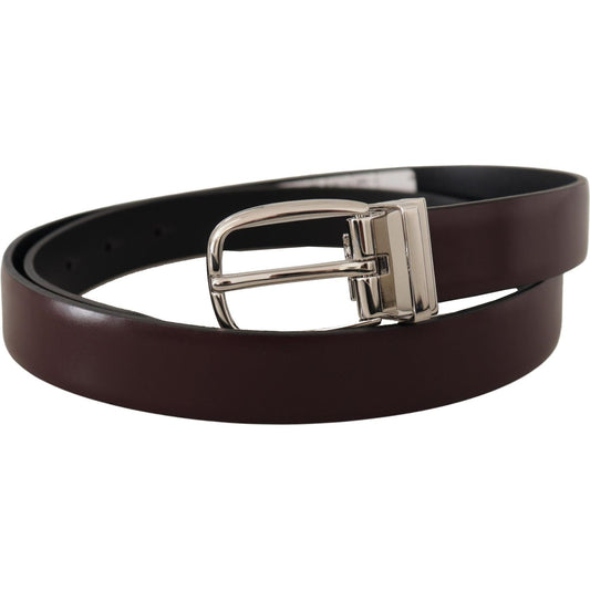 Dolce & Gabbana Elegant Leather Belt with Silver Metal Buckle Dolce & Gabbana Dark Slate Gray