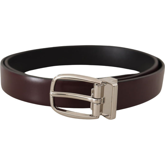 Dolce & Gabbana Elegant Leather Belt with Silver Metal Buckle Dolce & Gabbana Dark Slate Gray