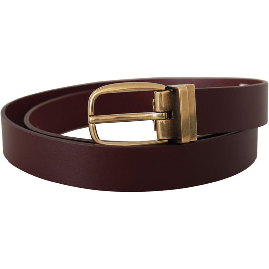 Dolce & Gabbana Elegant Brown Leather Belt with Gold Buckle Dolce & Gabbana Dark Slate Gray