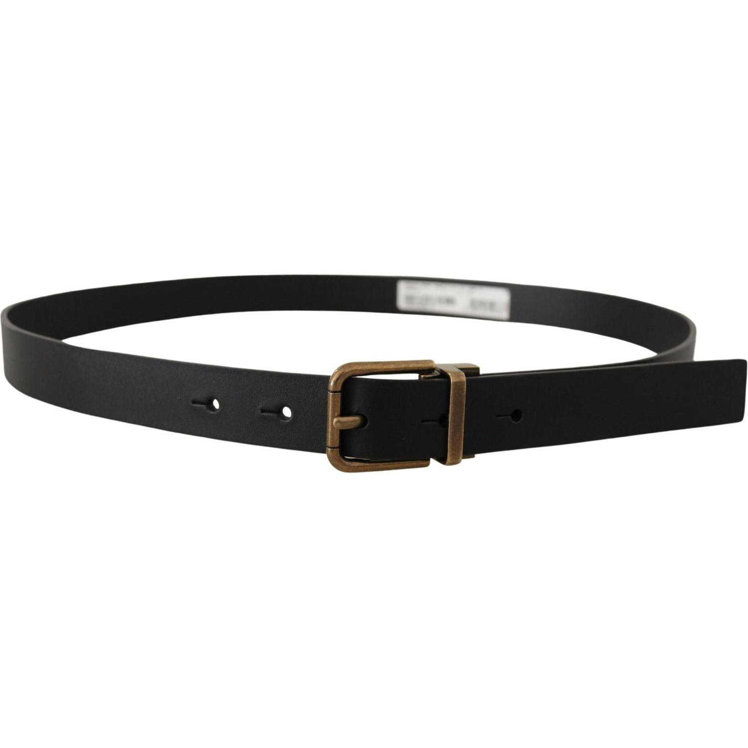 Dolce & Gabbana Black Leather Brass Metal Box Buckle Belt