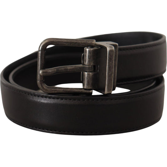 Dolce & Gabbana Elegant Black Leather Belt with Metal Buckle Dolce & Gabbana Black